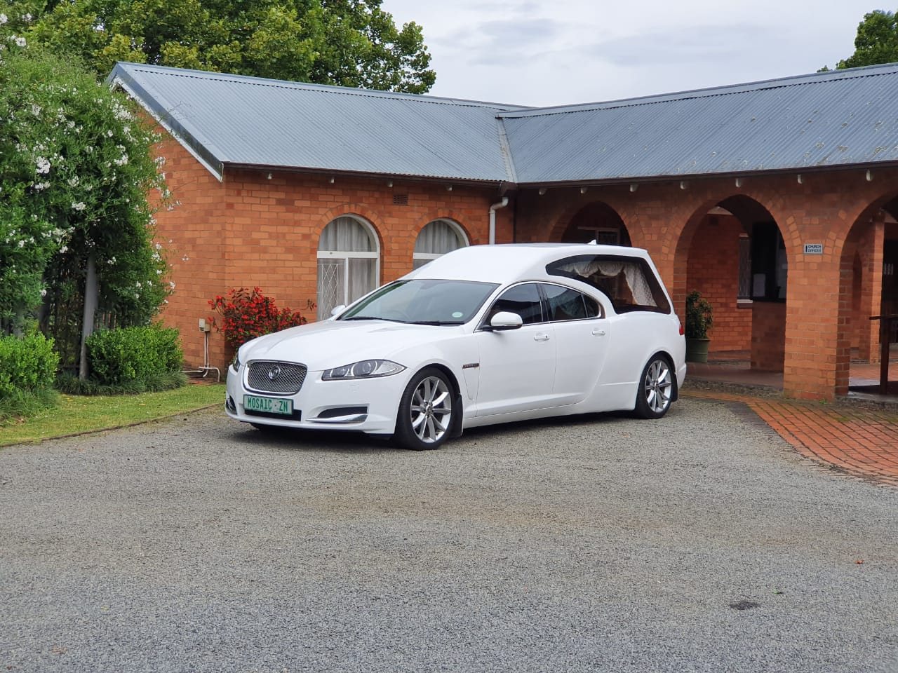 Hearse outside chapel